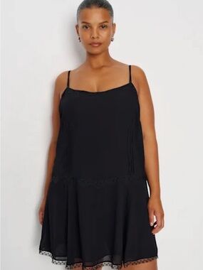 Reformation Allis Black Lace-Trim Slip Dress - 20
